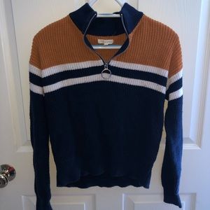 Pacsun striped colorblock half zip up sweater